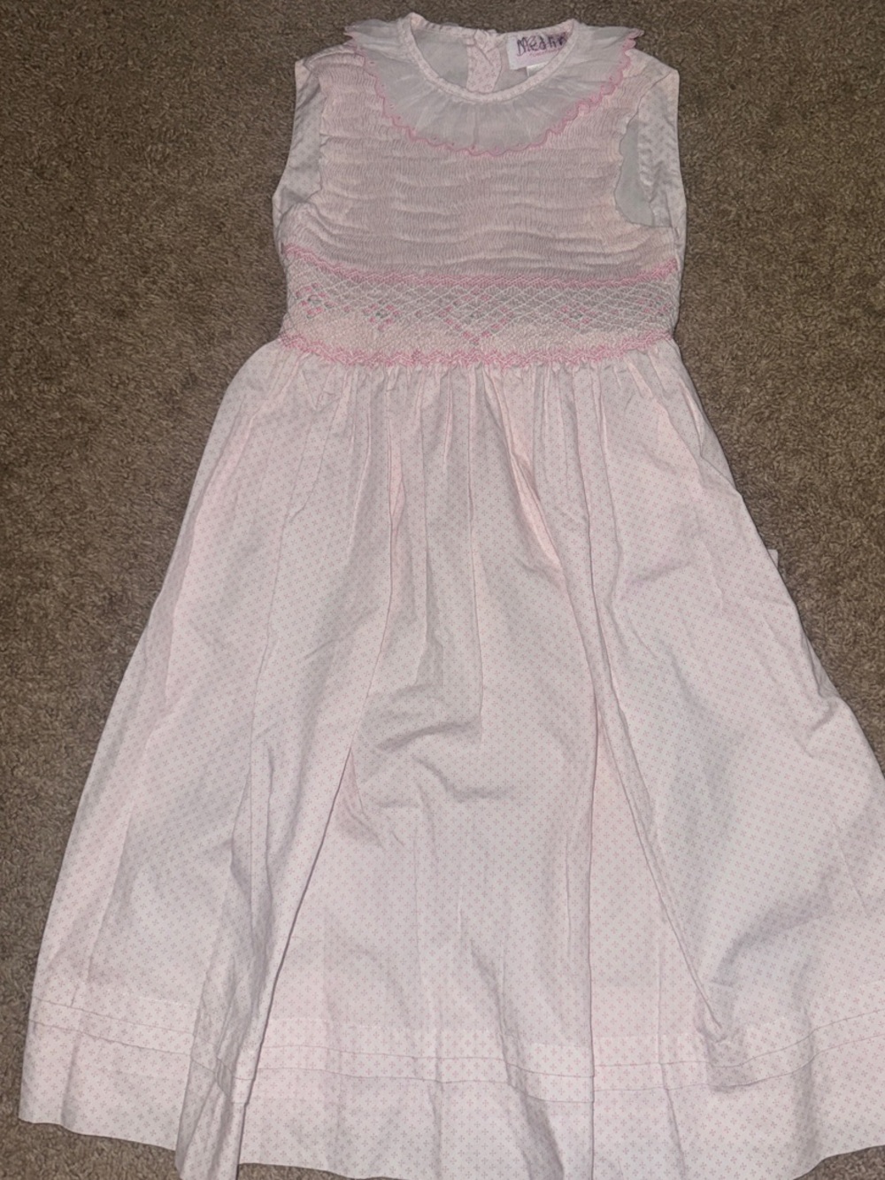 Vintage Sleeveless Smocked Light Pink Girls' Formal Dress